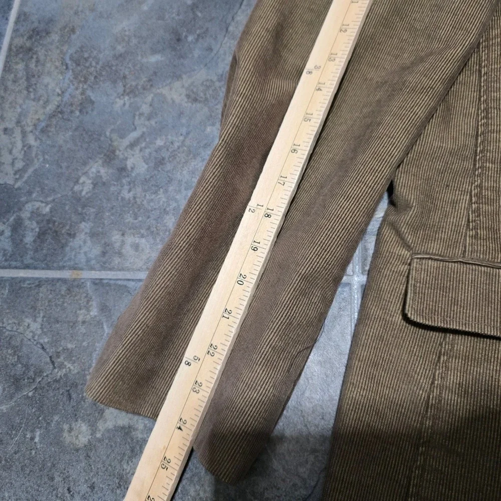 Corduroy Blazer Jacket Mens XXL Tan Brown Gingham Lined Two Button Sport Coat
